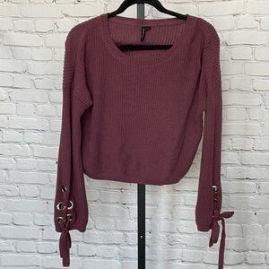 Moon & Madison Berry Side Tie Sweater